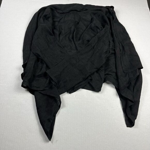 Eileen Fisher Linen Blend Cardigan Black Draped Open Front Sweater Jacket XS - Picture 9 of 10